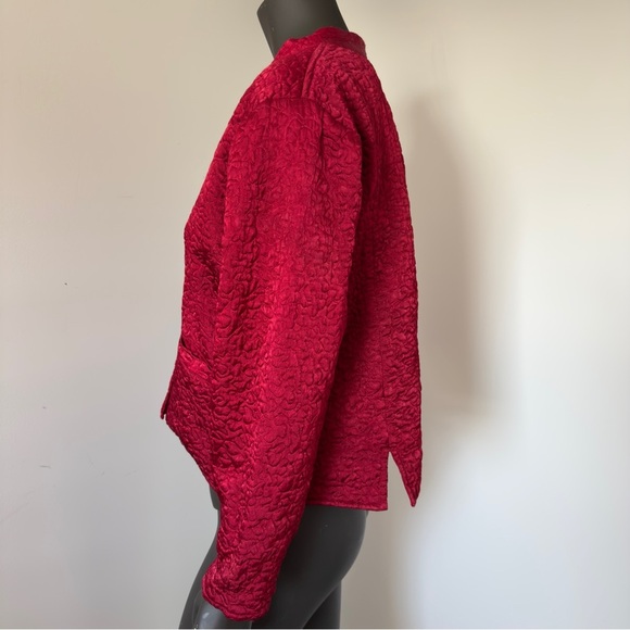 April Cornell Red Quilted Reversible Jacket Button Front Med Cozy Vintage Style - Picture 5 of 9
